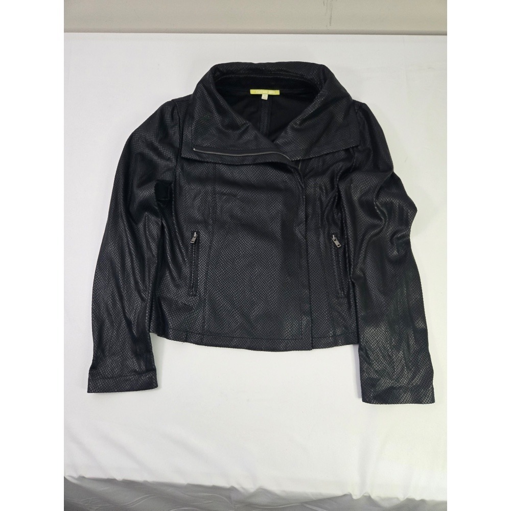 Gianni Bini Snake Print Moto Jacket‎ Full Zip Pockets Black Size 10